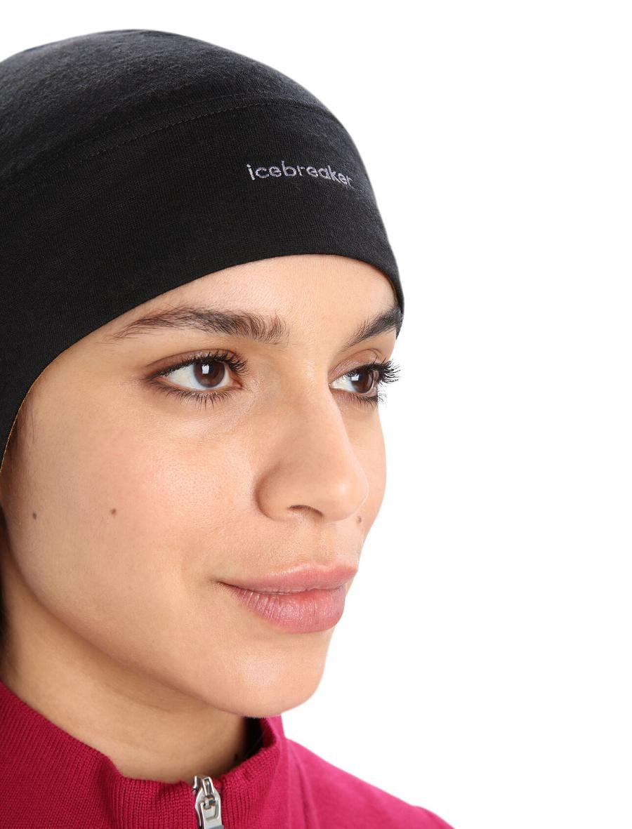 Women's Icebreaker Unisex Merino Quantum Beanie Hats Black / Clove | CA 1475VRWD